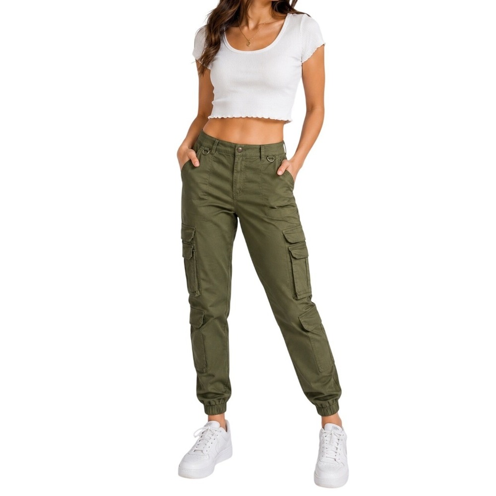 *NWT* VIP Jeans Cargo Joggers Womens‎ 17/18 Olive Green Sculpting Stretch